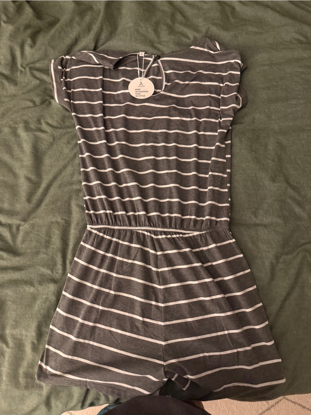 Striped Gray & White Casual Jumpsuit